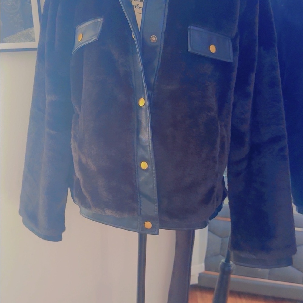 Rebecca Minkoff Black Faux Fur Jacket.